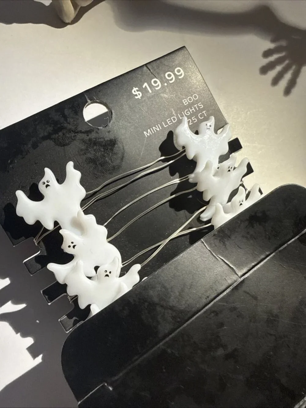 Lot of 2 Halloween Decor Hanging Skeleton & Ghosts Boo Mini LED String Lights